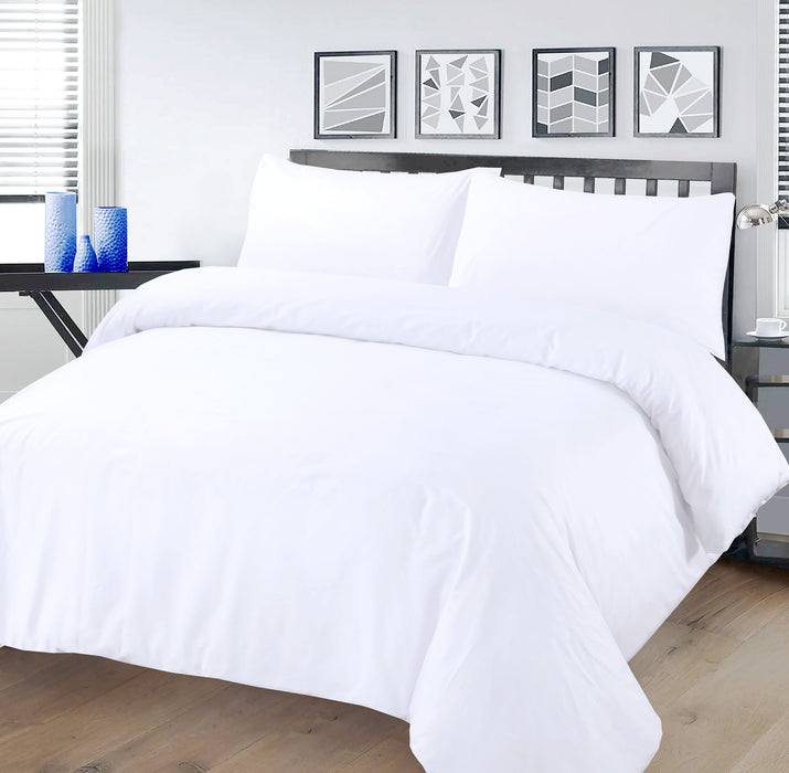 100% Cotton Percale Duvet Cover Sets 400 TC Plain White  | 6 Sizes